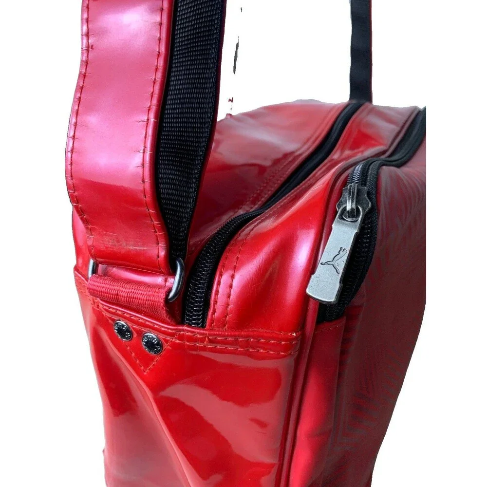 Vintage Vinyl Puma Athletic Messenger Gym Bag Red